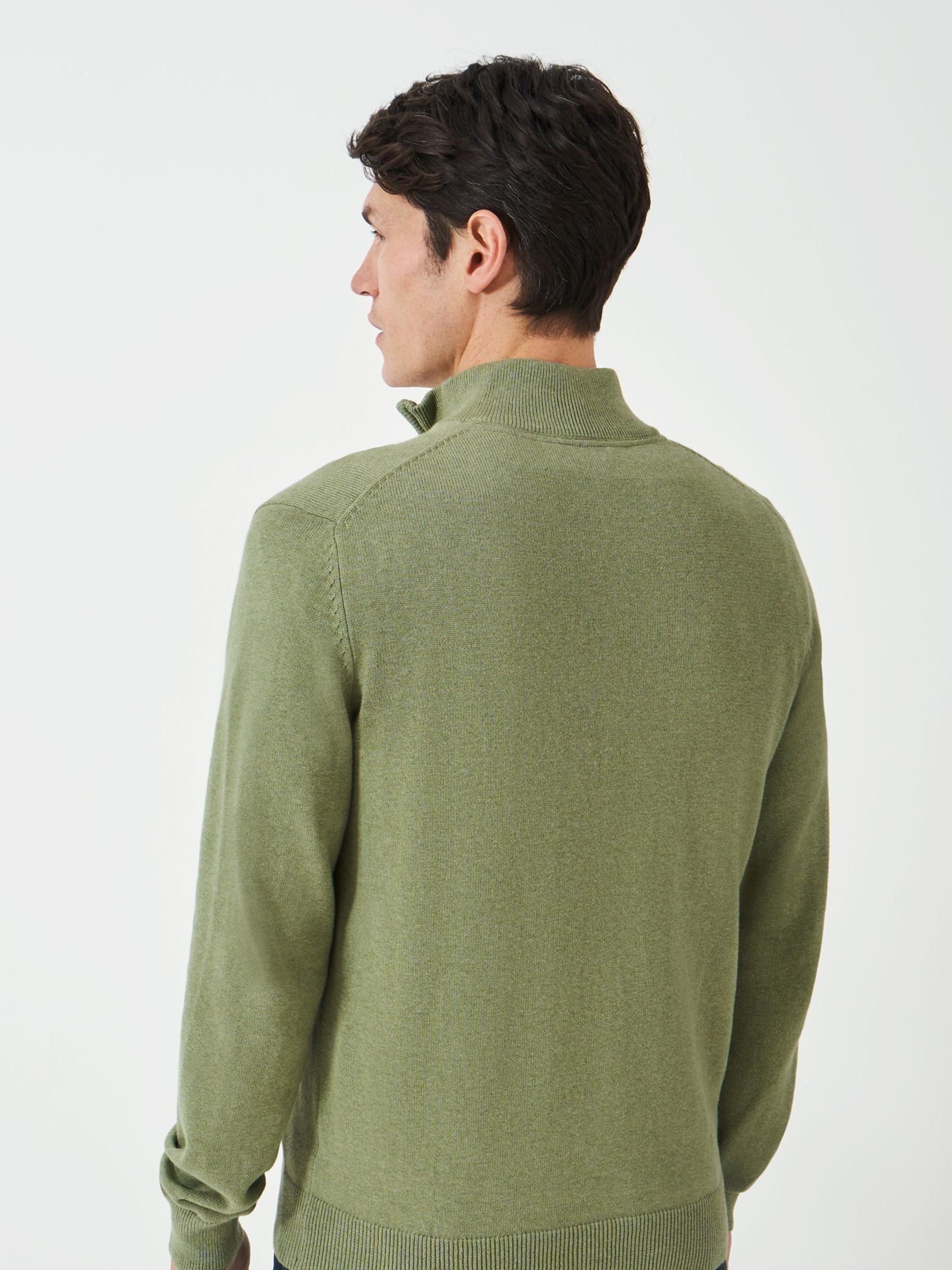 Buy Crew Clothing Light Green 100% Cotton Classic Half Zip Knit