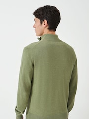Crew Clothing Light Green 100% Cotton Classic Half Zip Knit Sweater - Image 3 of 5