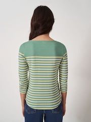 Crew Clothing Company Green/Lime 100% Cotton Essential Breton Stripe Top - Image 2 of 5