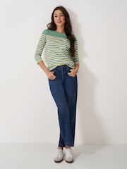 Crew Clothing Company Green/Lime 100% Cotton Essential Breton Stripe Top - Image 3 of 5