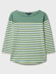 Crew Clothing Company Green/Lime 100% Cotton Essential Breton Stripe Top - Image 5 of 5