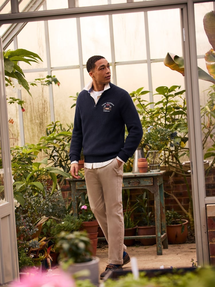 Crew Clothing Company Blue Crest Embroidered Half Zip Sweat T-Shirt - Image 2 of 9