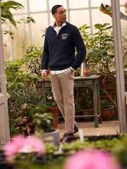 Crew Clothing Company Blue Crest Embroidered Half Zip Sweat T-Shirt - Image 3 of 9