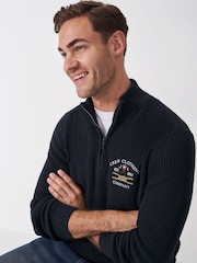 Crew Clothing Company Blue Crest Embroidered Half Zip Sweat T-Shirt - Image 5 of 9