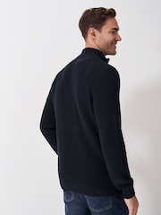 Crew Clothing Company Blue Crest Embroidered Half Zip Sweat T-Shirt - Image 6 of 9