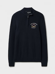 Crew Clothing Company Blue Crest Embroidered Half Zip Sweat T-Shirt - Image 9 of 9