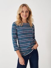 Crew Clothing Company Dark Blue 100% Cotton Essential Breton Stripe Top - Image 1 of 5