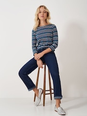 Crew Clothing Company Dark Blue 100% Cotton Essential Breton Stripe Top - Image 3 of 5