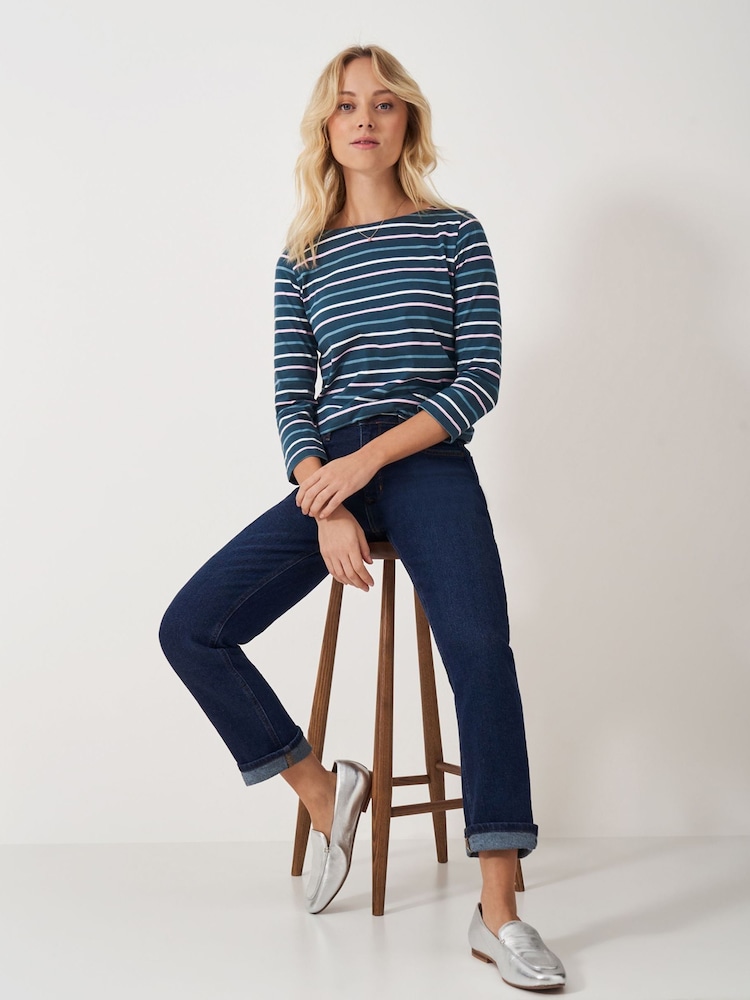 Crew Clothing Company Dark Blue 100% Cotton Essential Breton Stripe Top - Image 3 of 5