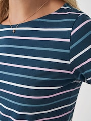 Crew Clothing Company Dark Blue 100% Cotton Essential Breton Stripe Top - Image 4 of 5