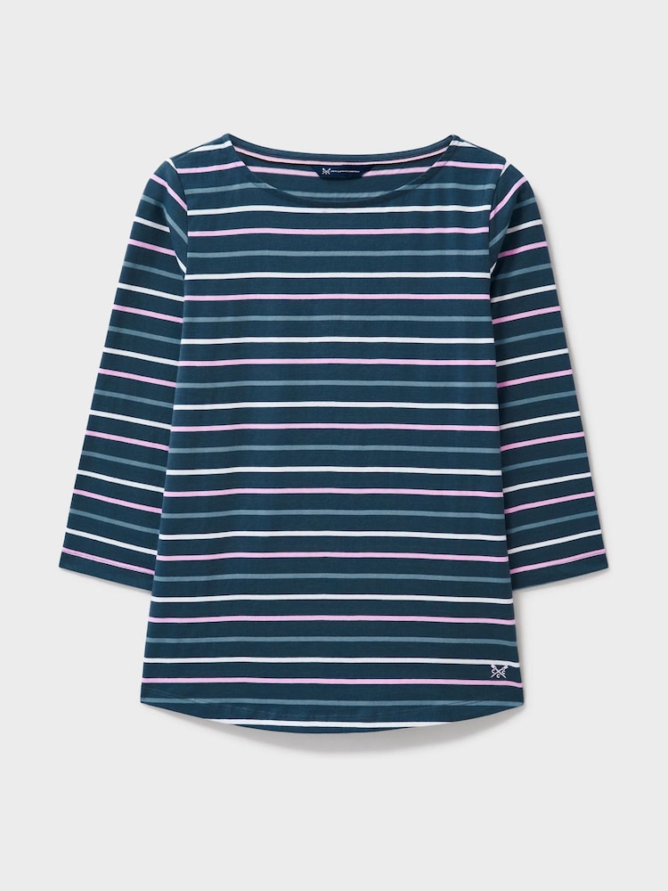 Crew Clothing Company Dark Blue 100% Cotton Essential Breton Stripe Top - Image 5 of 5