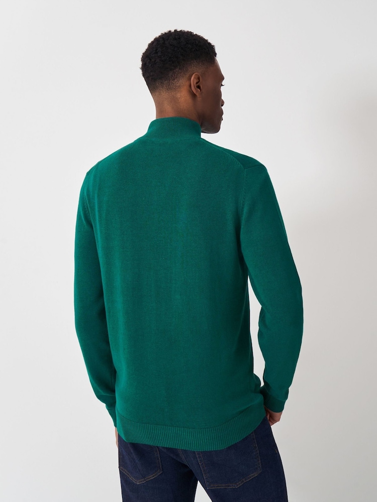 Crew Clothing Green 100% Cotton Classic Half Zip Knit Sweater - Image 2 of 5