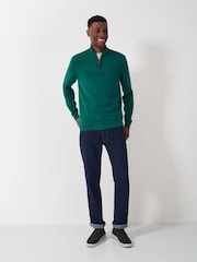 Crew Clothing Green 100% Cotton Classic Half Zip Knit Sweater - Image 3 of 5