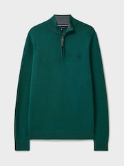 Crew Clothing Green 100% Cotton Classic Half Zip Knit Sweater - Image 5 of 5