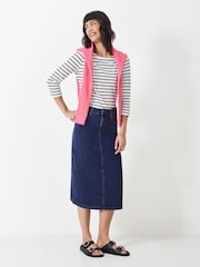 Crew Clothing Company Blue Mia Midi Denim Skirt - Image 5 of 9