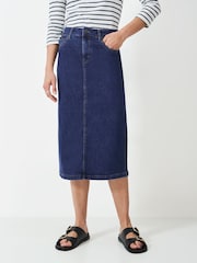 Crew Clothing Company Blue Mia Midi Denim Skirt - Image 7 of 9