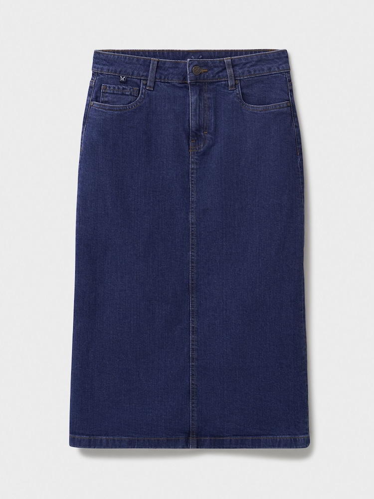 Crew Clothing Company Blue Mia Midi Denim Skirt - Image 9 of 9