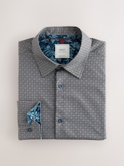 Forest Green Geometric Regular Fit Single Cuff Geo Smart Shirt - Image 1 of 3