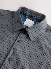 Forest Green Geometric Regular Fit Single Cuff Geo Smart Shirt - Image 2 of 3