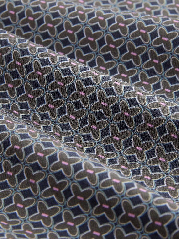 Forest Green Geometric Regular Fit Single Cuff Geo Smart Shirt - Image 3 of 3