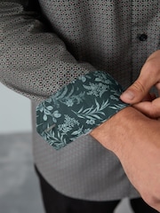 Forest Green Geometric Regular Fit Single Cuff Geo Smart Shirt - Image 6 of 8