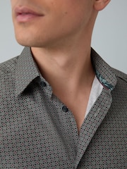 Forest Green Geometric Regular Fit Single Cuff Geo Smart Shirt - Image 7 of 8