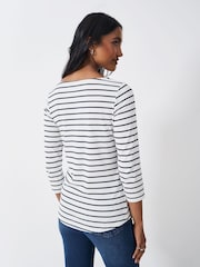 Crew Clothing Company White Chrome 100% Cotton Essential Breton Stripe Top - Image 2 of 5