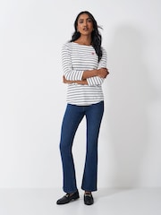 Crew Clothing Company White Chrome 100% Cotton Essential Breton Stripe Top - Image 3 of 5