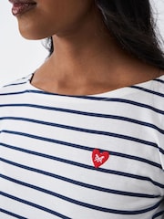 Crew Clothing Company White Chrome 100% Cotton Essential Breton Stripe Top - Image 4 of 5