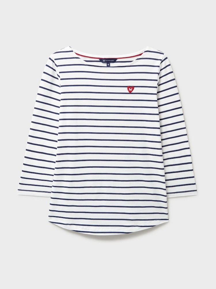 Crew Clothing Company White Chrome 100% Cotton Essential Breton Stripe Top - Image 5 of 5
