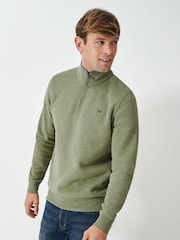 綠色 - Crew Clothing Classic Quarter Zip Sweatshirt - 圖片 1，共 5