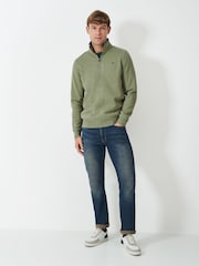 綠色 - Crew Clothing Classic Quarter Zip Sweatshirt - 圖片 3，共 5