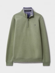 綠色 - Crew Clothing Classic Quarter Zip Sweatshirt - 圖片 5，共 5