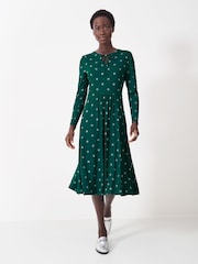 Crew Clothing Crew Clothing Company Green Rita Polka Dot Tie-Detail Dress - صورة 1 من 5