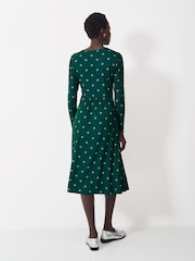 Crew Clothing Crew Clothing Company Green Rita Polka Dot Tie-Detail Dress - صورة 2 من 5