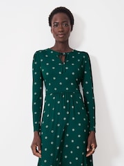 Crew Clothing Crew Clothing Company Green Rita Polka Dot Tie-Detail Dress - صورة 3 من 5