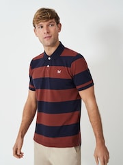 Crew Clothing Red 100% Cotton Heritage Striped Polo Shirt - Image 1 of 5