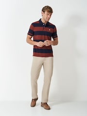 Crew Clothing Red 100% Cotton Heritage Striped Polo Shirt - Image 3 of 5