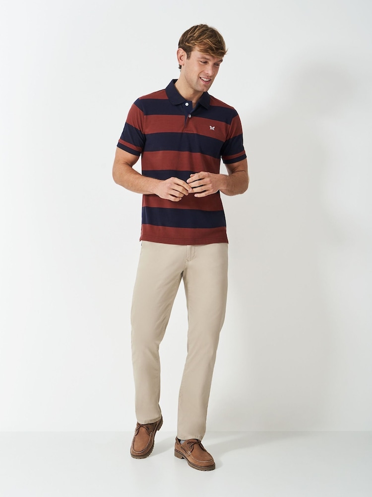 Crew Clothing Red 100% Cotton Heritage Striped Polo Shirt - Image 3 of 5