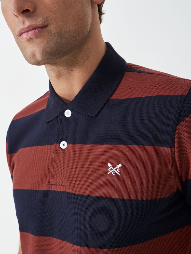 Crew Clothing Red 100% Cotton Heritage Striped Polo Shirt - Image 4 of 5