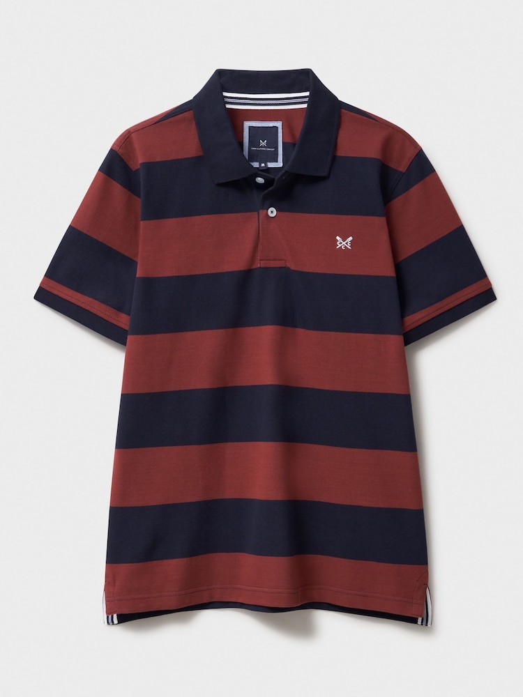 Crew Clothing Red 100% Cotton Heritage Striped Polo Shirt - Image 5 of 5