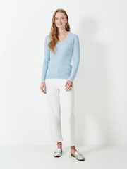 Crew Clothing Blue Chrome Heritage Cable V-Neck Jumper - Image 3 of 5
