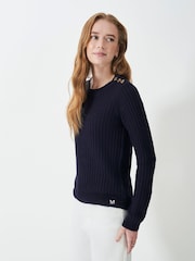 Crew Clothing Company Blue Tillie Textured Jumper - Image 1 of 5