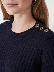 Crew Clothing Company Blue Tillie Textured Jumper - Image 4 of 5