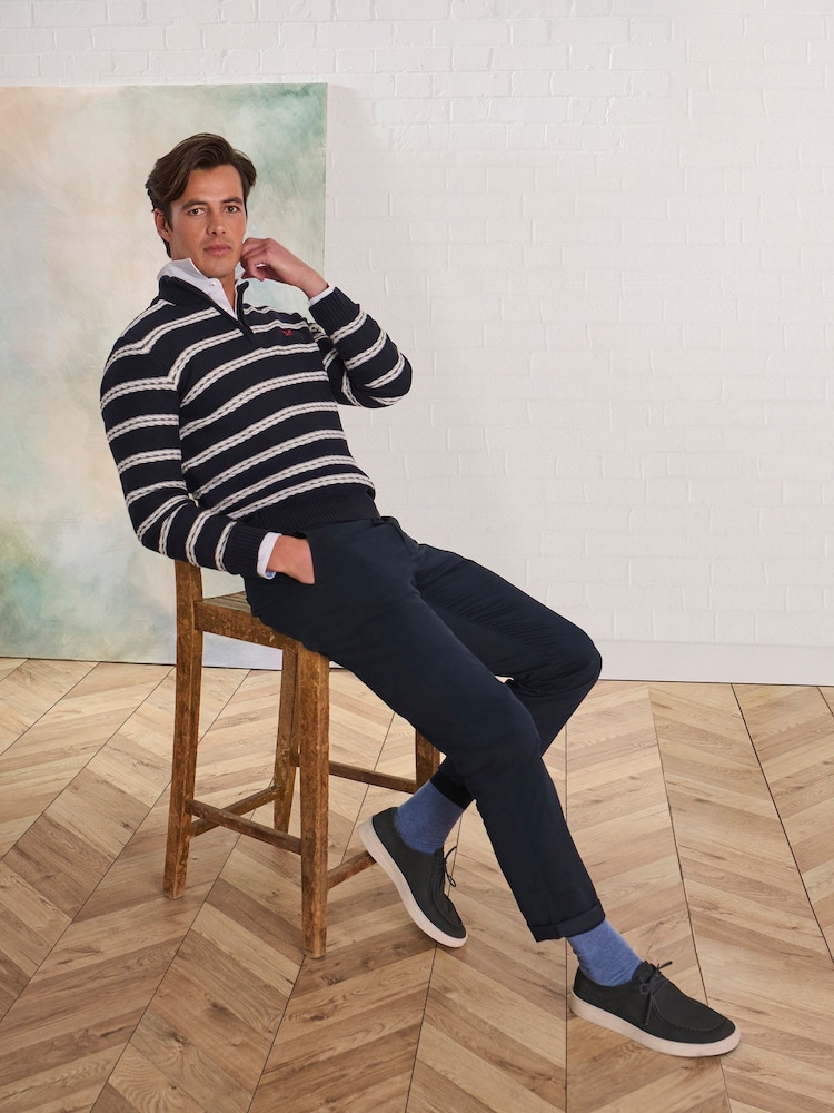 Crew Clothing Company Blue Rope Cable Half Zip Sweatshirt - Image 2 of 8