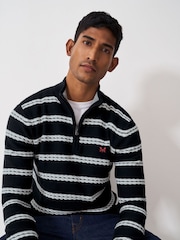 Crew Clothing Company Blue Rope Cable Half Zip Sweatshirt - Image 4 of 8