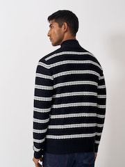 Crew Clothing Company Blue Rope Cable Half Zip Sweatshirt - Image 5 of 8