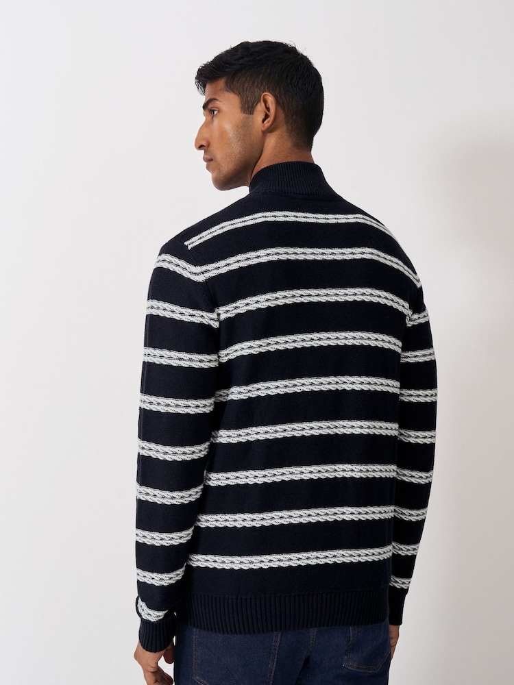Crew Clothing Company Blue Rope Cable Half Zip Sweatshirt - Image 5 of 8