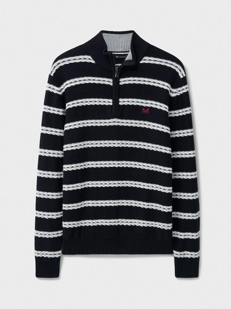 Crew Clothing Company Blue Rope Cable Half Zip Sweatshirt - Image 8 of 8