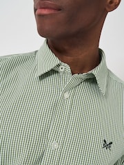 Crew Clothing Company Green Classic Micro Gingham Shirt - Image 4 of 5